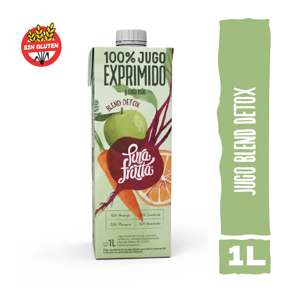 Jugo 100% Exprimido Pura Frutta Blend Detox - Naranja, Manzana, Zanahoria y Remolacha 1000ml.webp