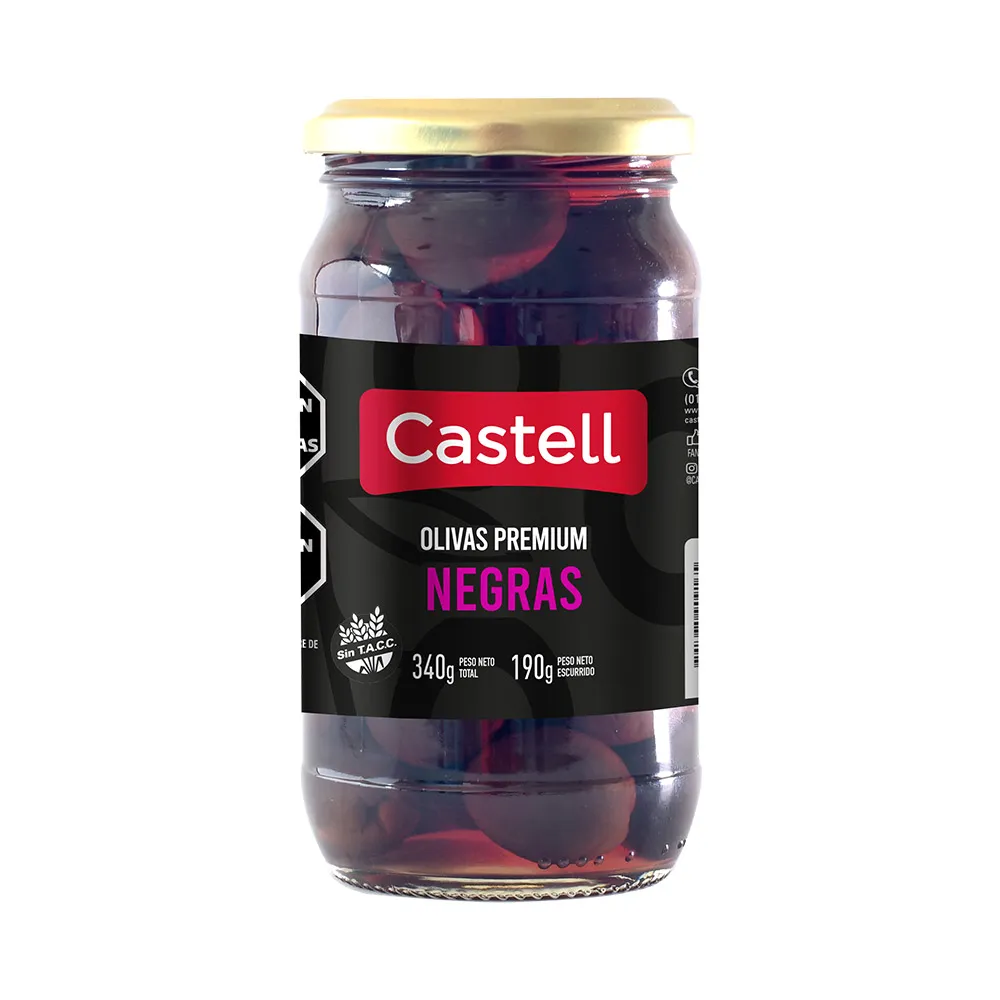 [100842] Aceitunas Negras Premium Castell x190g (x12)
