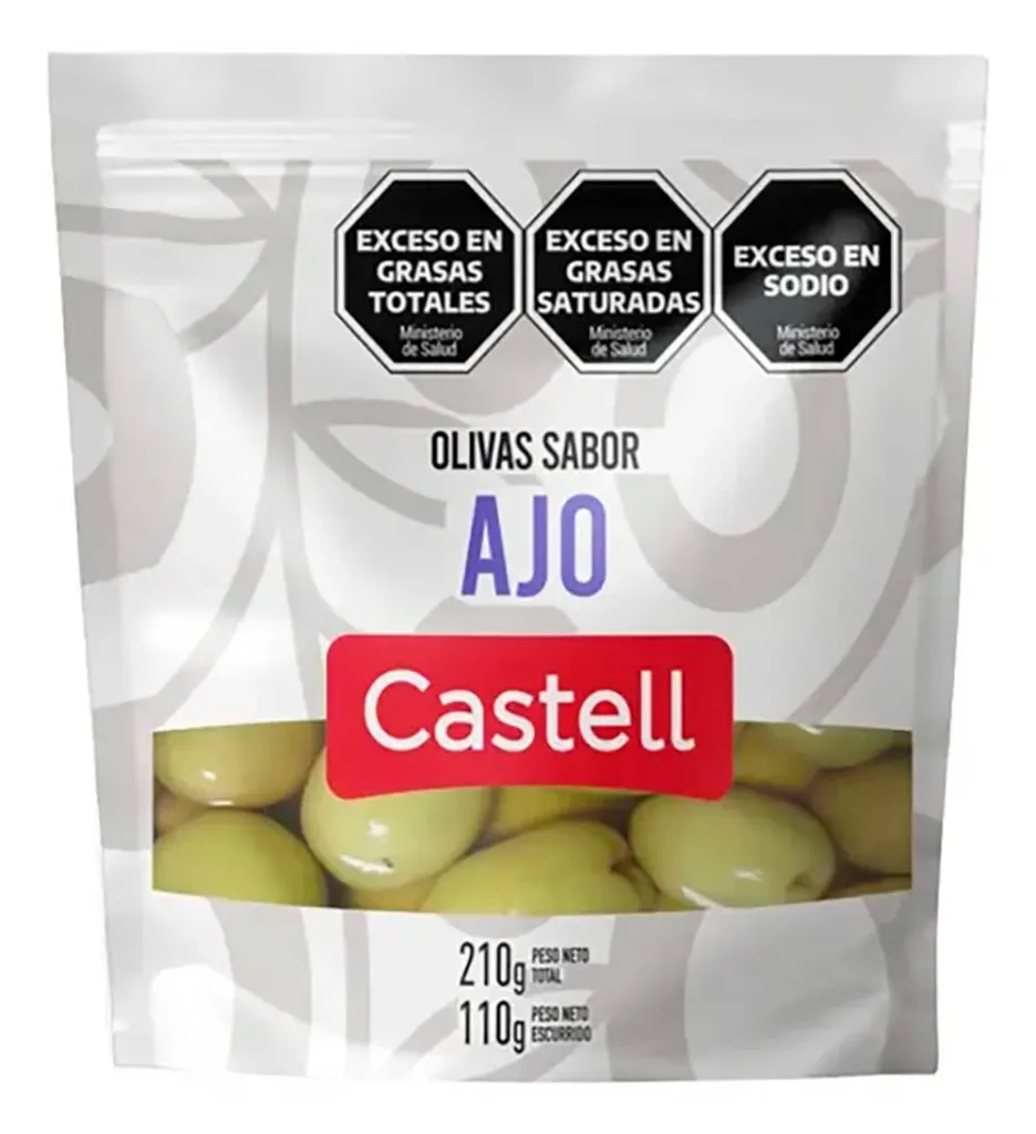 [100835] Aceitunas Verdes Castell Sabor Ajo DP x100g (x16)