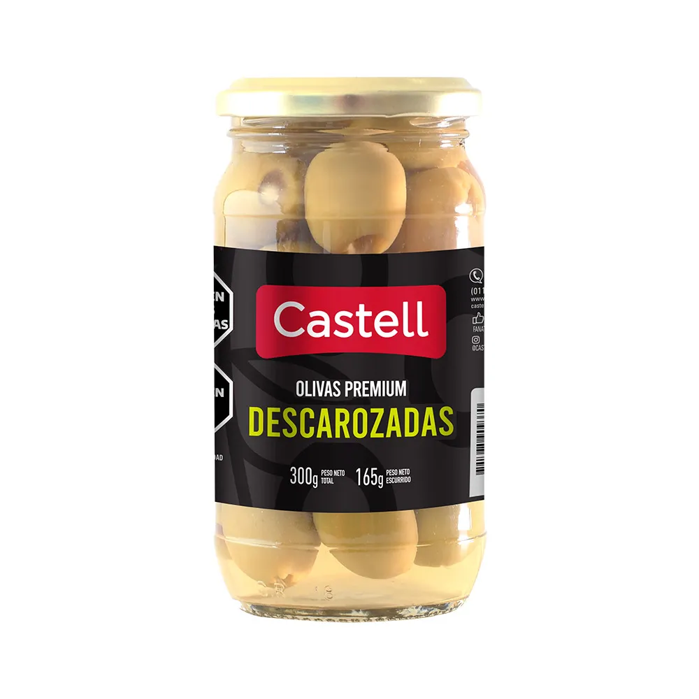 [100838] Aceitunas Verdes Descarozadas Premium Castell x165g (x12)