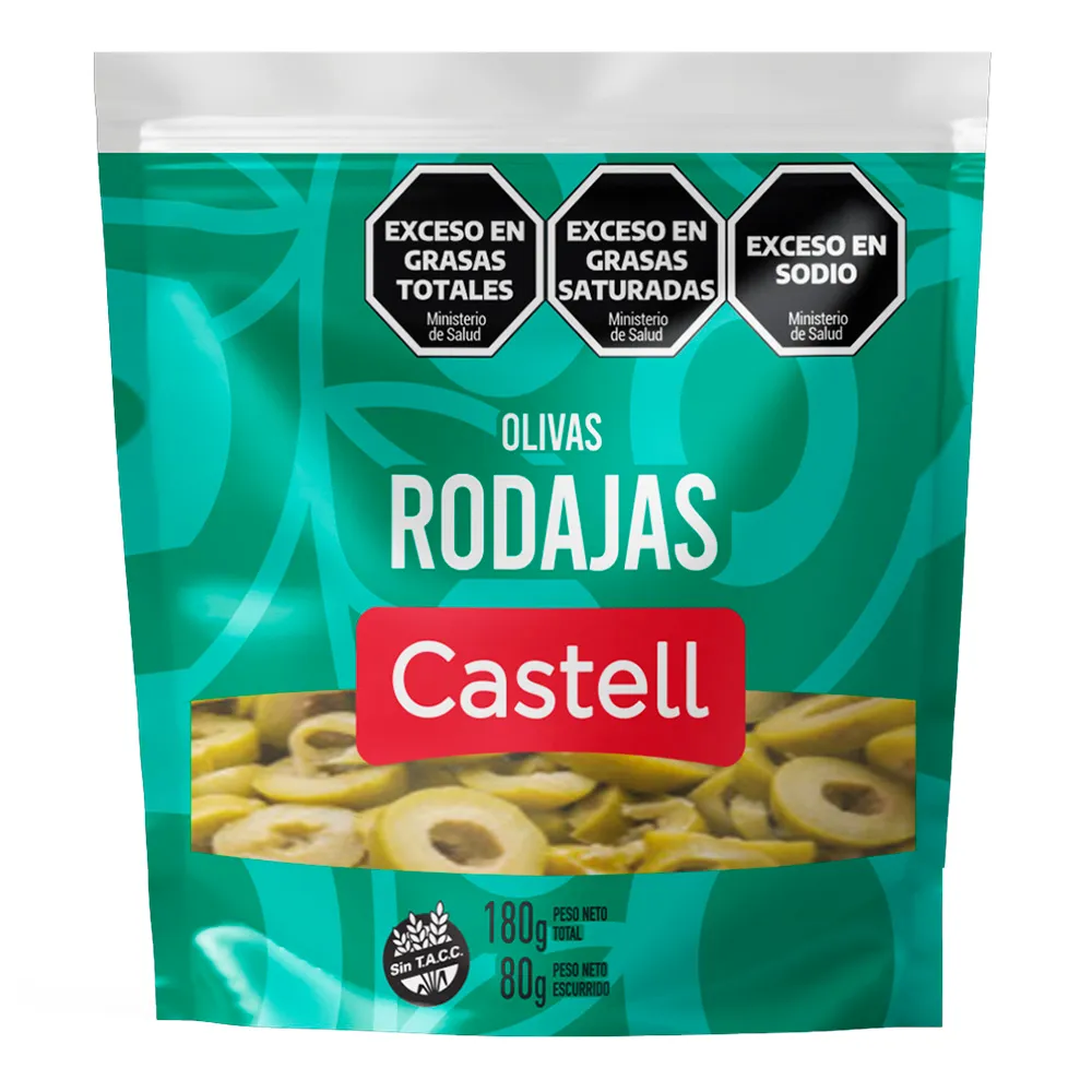 [100841] Aceitunas Verdes en Rodajas Castell DP x80g (x16)