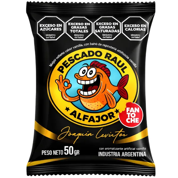 [100805] Alfajor Fantoche Negro Pescado Raúl x50g (x18)