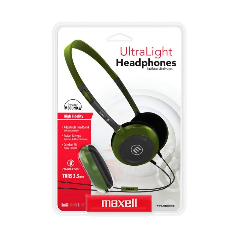 [47381] Auriculares Maxell Vincha HP-200 Verde Oliva