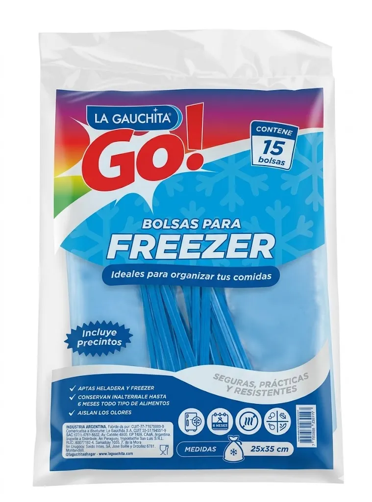 [100923] Bolsas Freezer La Gauchita 25cm x 35cm x15u (x25)
