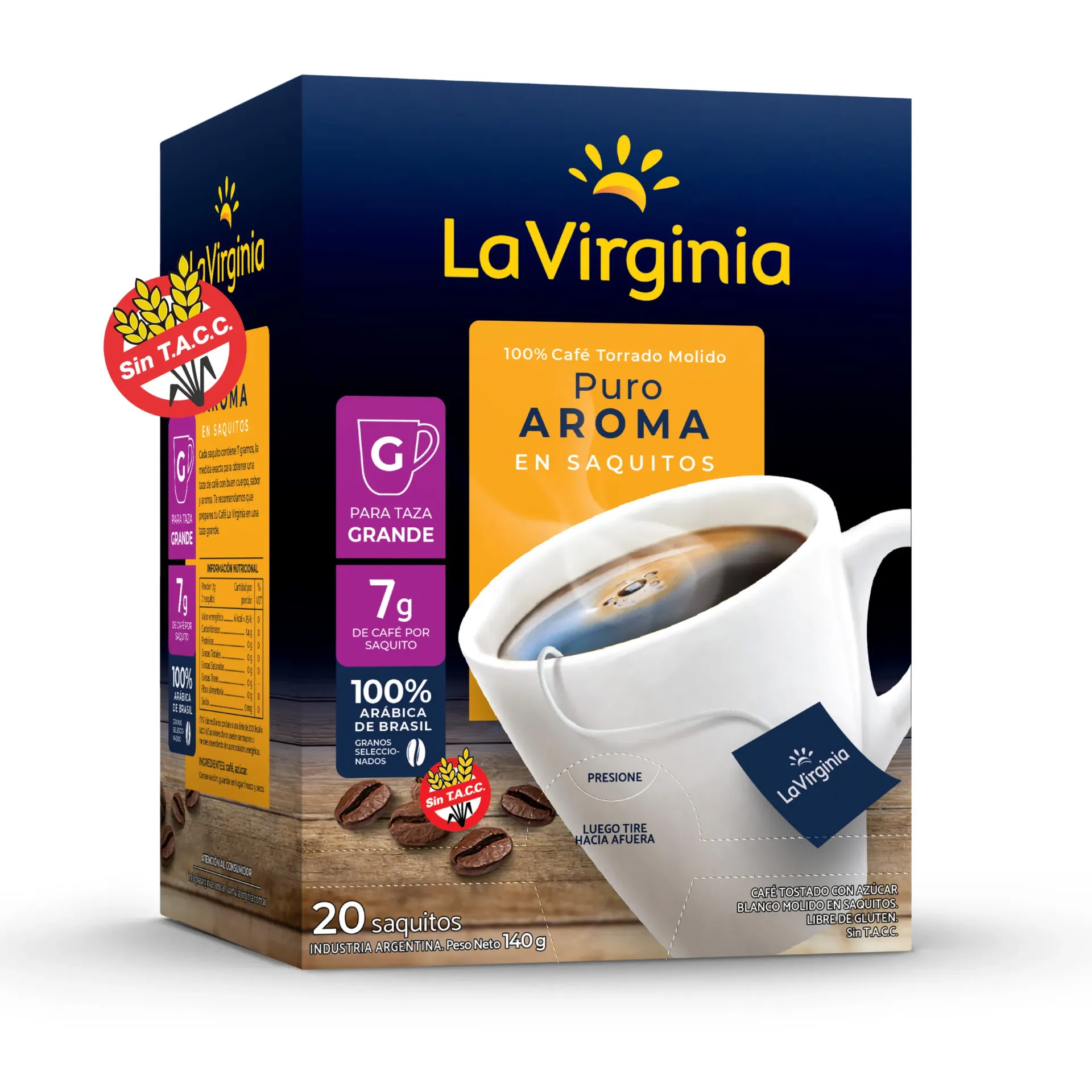 [100314] Café Instantáneo En Saquito Puro Aroma La Virginia 20x7g (x10)