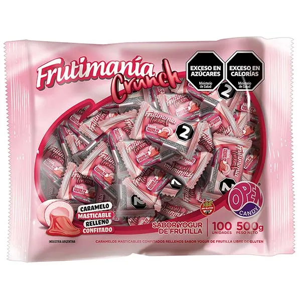 Caramelo Frutimania Crunch Yogurt Frutilla x500g (x12)