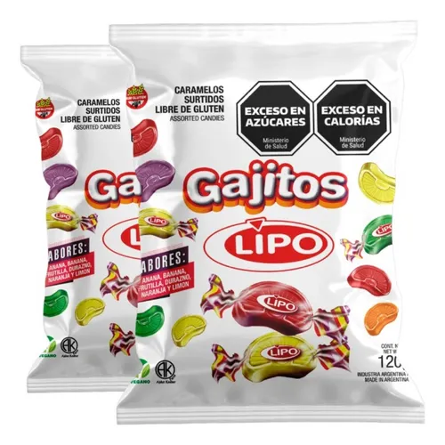 Caramelo Lipo Gajitos Frutales Ácidos x454g (x24)
