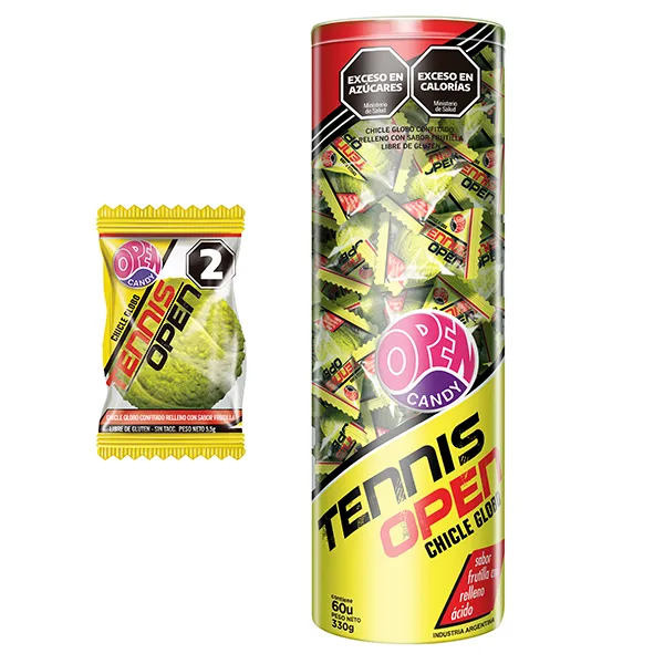 [100545] Chicle Open Candy Tennis Tubo x60u (x12)