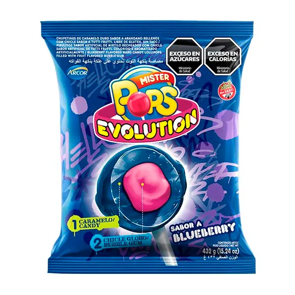 Chupetín Mr. Pops Evolution Blue Berry 24x18g (x12)