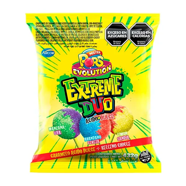 Chupetín Mr. Pops Evolution Ácido Dúo Extreme 24x18g (x12)