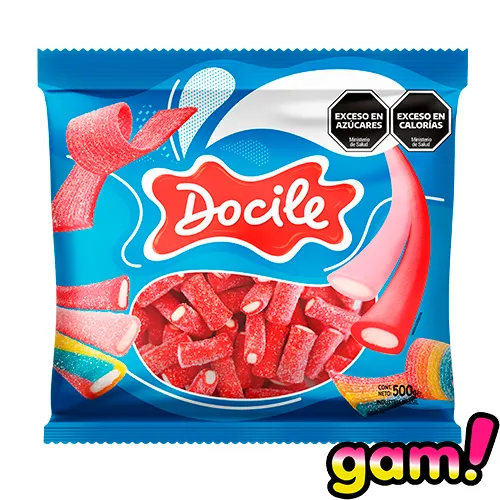 Goma Docile Mini Regaliz Frutilla Ácida x500g (x12)