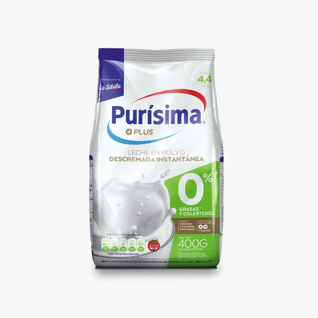 [101112] Leche en Polvo Descremada Purísima Instantánea x400g (x16)