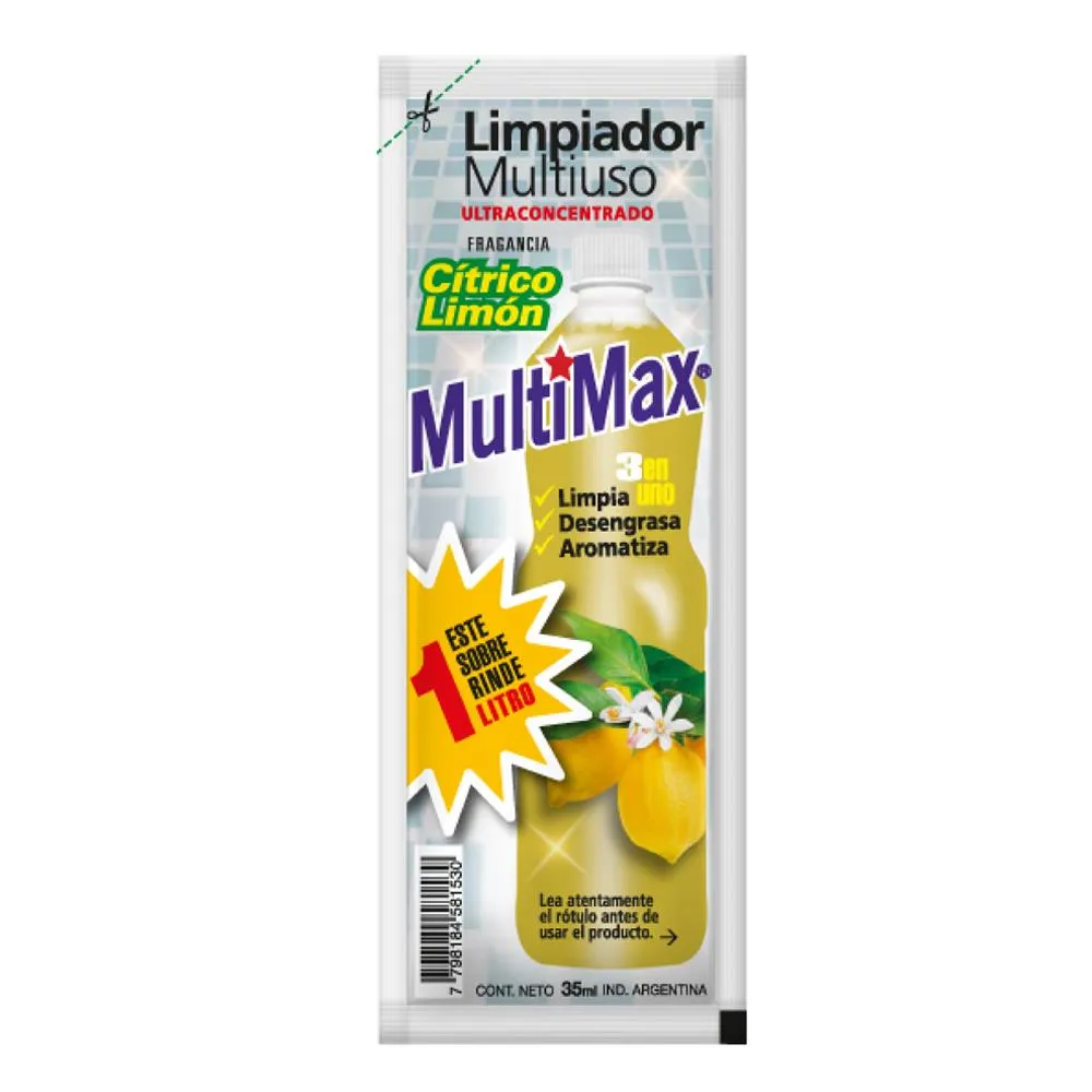 [100510] Limpiador Multiuso Multimax Limón Rinde 1 L x35ml (x50)