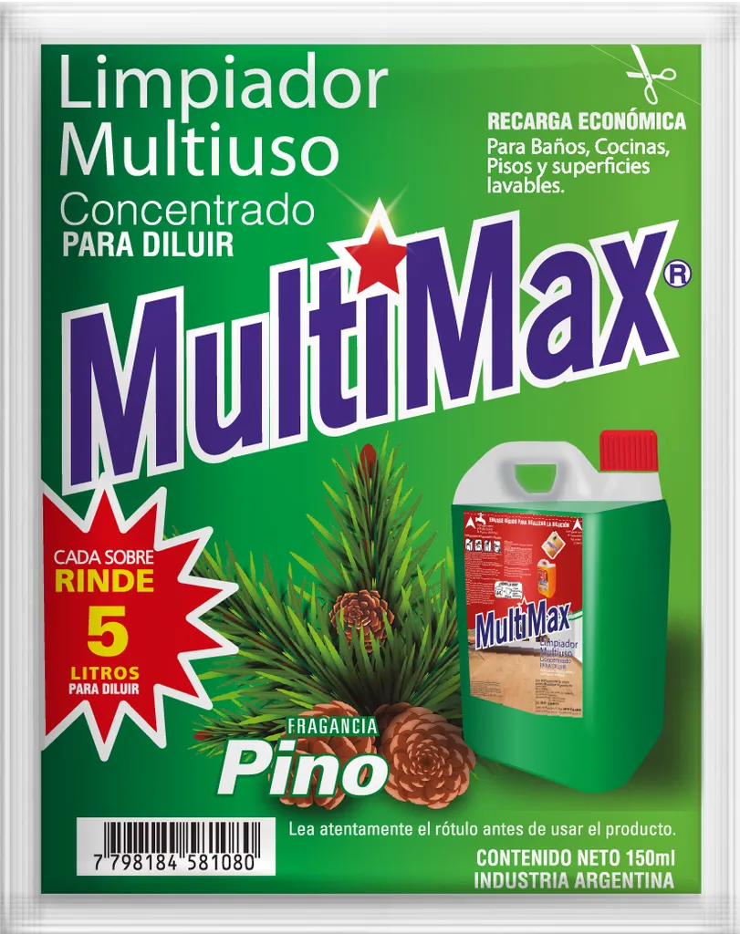 [100513] Limpiador Multiuso Multimax Pino Rinde 5 L x150ml (x15)
