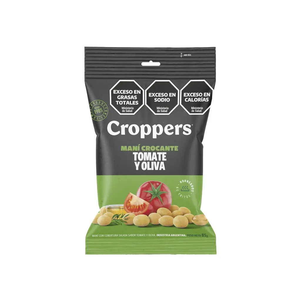 [100382] Maní Crocante Sabor Tomate y Oliva Croppers x85g (x40)