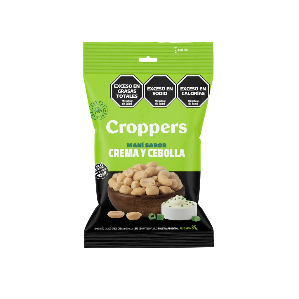 [100377] Maní Sabor Crema y Cebolla Croppers x85g (x40)