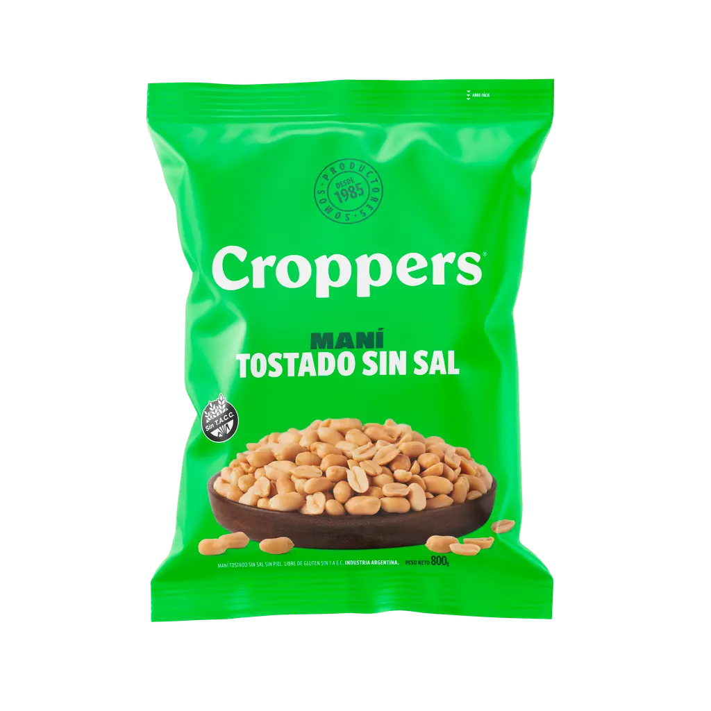 [100371] Maní Tostado Sin Sal y Sin Piel Croppers x800g (x6)