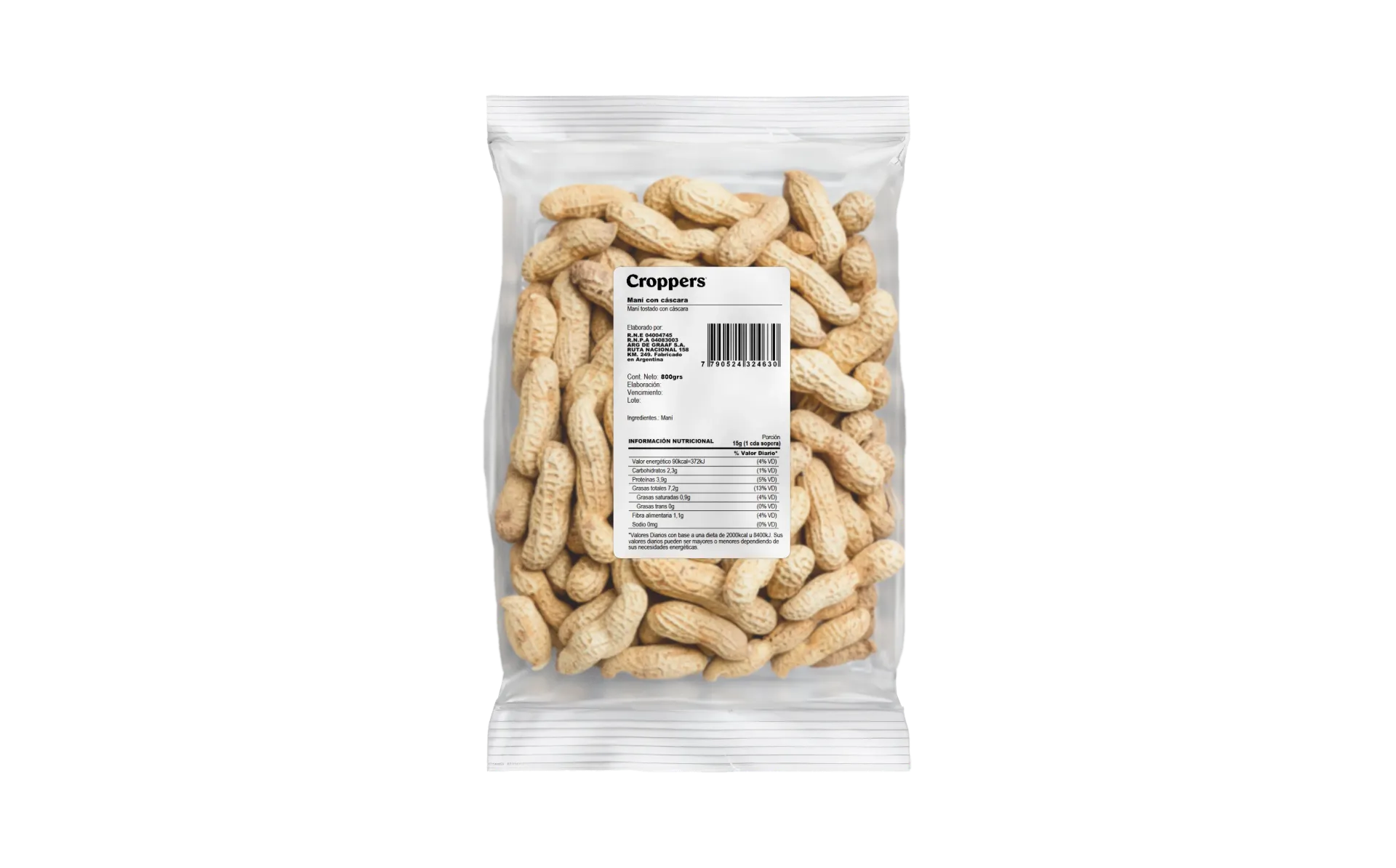 [100537] Maní Tostado con Cáscara Croppers x800g (x4)
