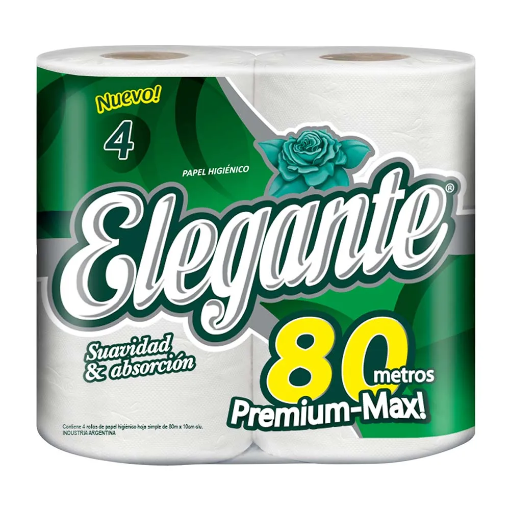 [100050] Papel Higiénico Elegante 4x80m Premium S/H (x10)
