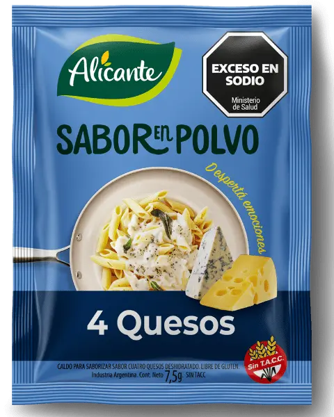 [100349] Sabor en Polvo Alicante 4 Quesos sin Tacc x7,5g (10x12)