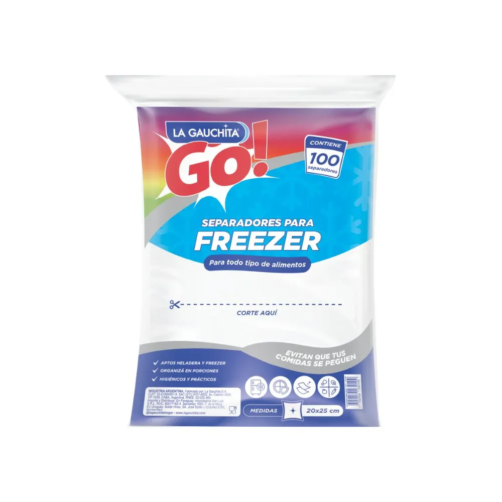 [100922] Separadores Freezer La Gauchita 20cm x 25cm x100u (x20)