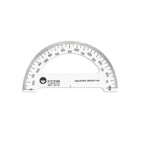 [100626] Transportador Escolar Pizzini 180º x10 cm Cristal (x25)